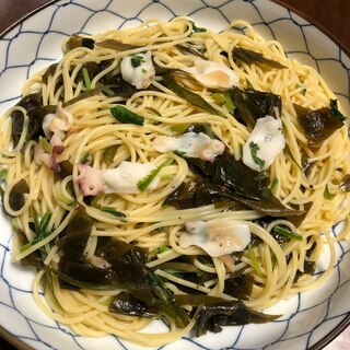 わかめとたこのパスタ